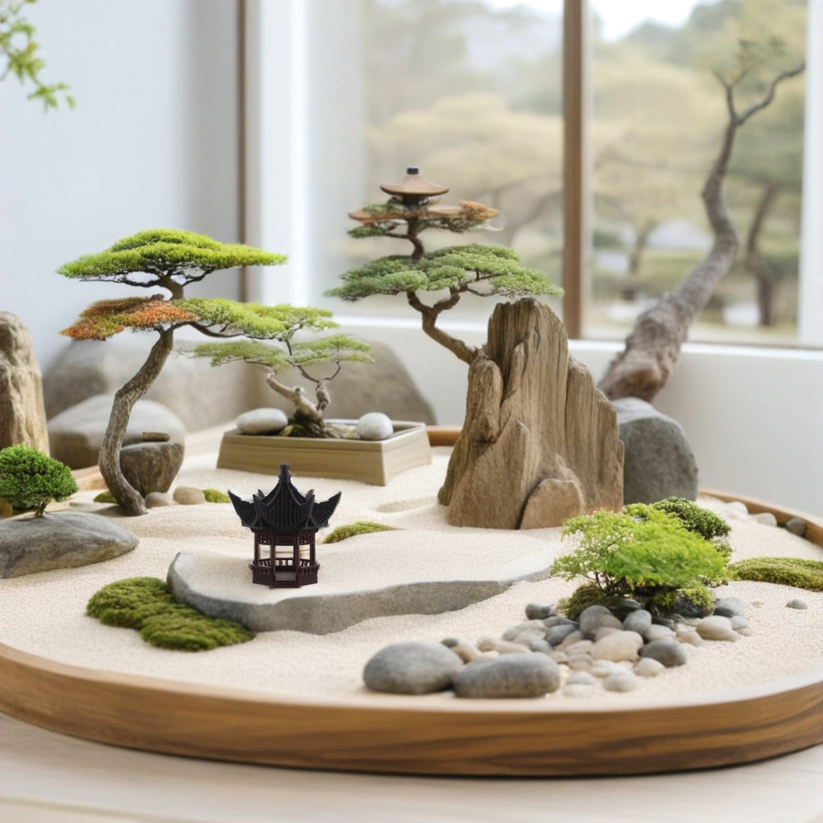 Bonsai Garden Landscape Design - Ornamen Lanskap Pagoda Mini, Desain Asia