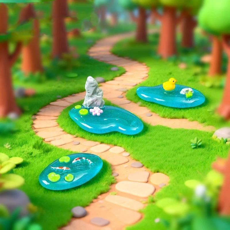 【S】Ornamen Kolam Resin Mini De - Bonsai Garden With Koi Pond ulasan dan harga